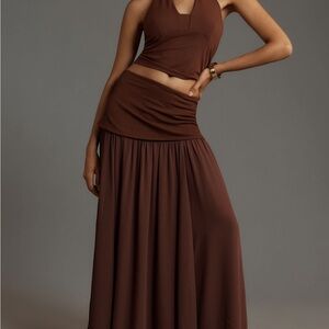 By Anthropologie dropped yoke-waist maxi skirt